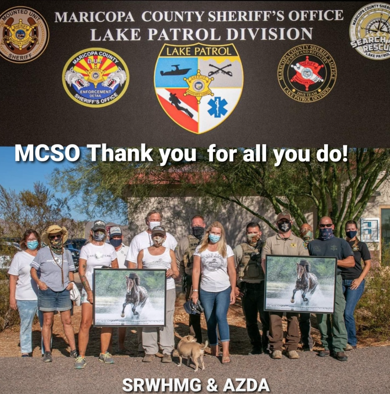 As a small token of our appreciation for  MCSO Lake Patrol we presented two framed canvases to the office