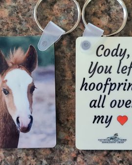 Cody Keychain featuring Cody and memorial message